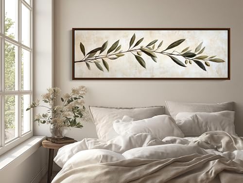 Impression d'art botanique branche d'olivier extra large 45x135cm