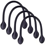 CALFOVERA 4 pezzo Manici per Borsa Da 32cm In Pelle PU Nera Da Cucire con Fori Terminali A Forma di Orecchio, Tracolla di Ricambio per Borse Ascella Donna, Riparazione Borse Fai Te, Accessori La Crea