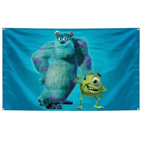 Banbe Fun Monster Movie Company Poster Cartoon Animation Pattern Tapestry 3X5 Feet Dormitory Background Tapestry Home Decoration Available Indoor And Outdoor cover