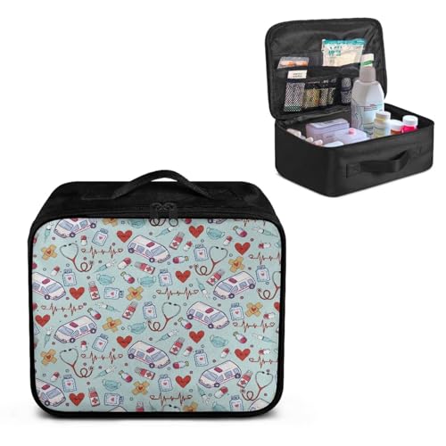 Image of Gomyblomy First Aid Bag Empty Ambulance Print Medium Medicine Bag Empty Travel Emergency Kit for Home Car Office College Dorm Students Medical Pouch Portable Organizer