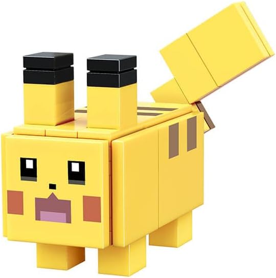 Assembled Pikachu building block figure with movable ears and tail.