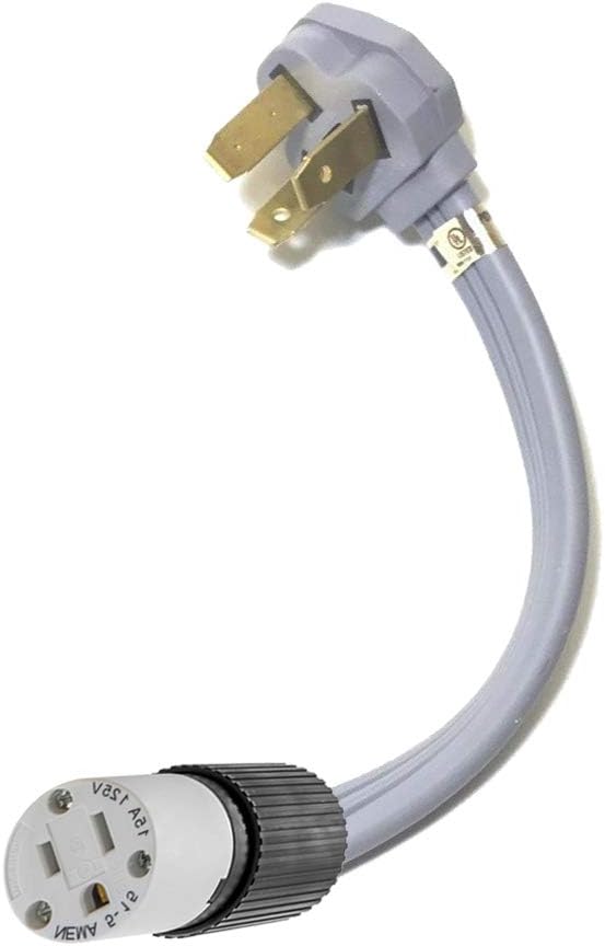 10-50P 3-Pin Male 220/250V 50A Gas Range, Stove, Oven Plug To Standard Home Wall 5-15R 110/125V 3-Prong Receptacle. Outlet Adapter, Electrical Power Connector Cord Convert NEMA FX125V1164