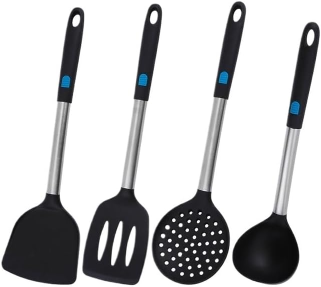 Silicone Stainless Steel Tube Handle Kitchenware Cooking Non Stick Spoon Spatula Set