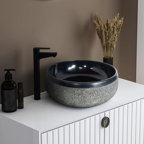 Santorini Unique Natural Stone Vessel Sink for Bathroom Decor -