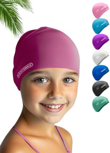 KIDVERSE Badekappe für Kinder - Jungen & Mädchen - Schwimmkappe 100% Reißfest & Wasserdicht - Badehaube mit UV Schutz - Silikon Bademütze - Schwimmmütze