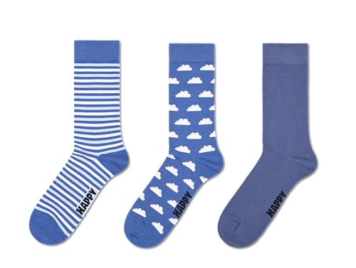 Happy Socks 3-Pack Cloud Socks, Blue, M/L