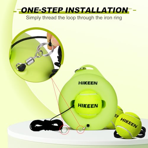 BOOSTEADY Tennis Trainer Set mit Metallbasis - Professionelles Trainingsgerät mit 3 Bällen & 4m Seil für Einzeltraining (Erwachsene/Anfänger) - Garten, Park, Plat - Grün
