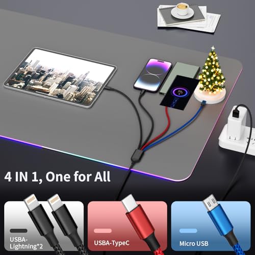 Image of MPATIBY Travel 4 in 1 Multi Charging Cable with Dual IP /Type C /Micro USB, 2Packs 5FT Car Accessories iPhone Charger Cord for Multiple Devices, Universal USB Cable for iPhone17-8 /iPads /Tablets and More