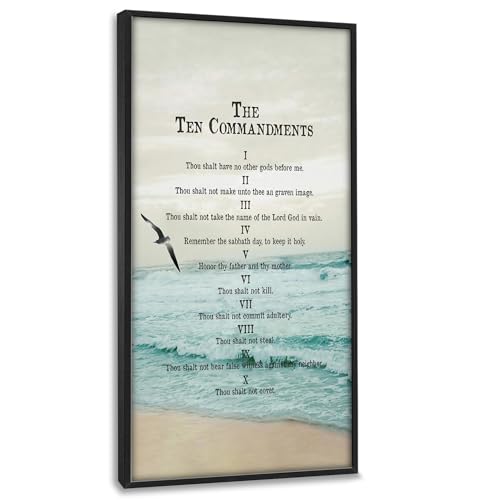 Extra Large Wall Art for Living Room Framed, 10 Commandments Oversized Wall Decor Pictures, Christian Religious Canvas Print Painting, Framed Artwork Bedroom Office Home Decor 30"x60"