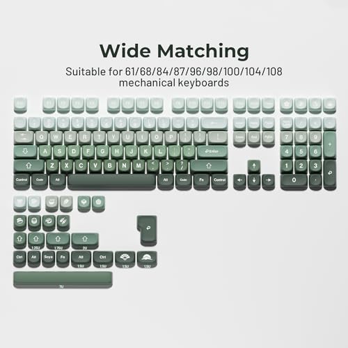 XVX Matcha Wagashi PBT Keycaps - Custom Keyboard Keycaps 60 75 100%, 5 Side Dye Sublimation, 132 Keys Set for Cherry Gateron MX Switches, Gradient Green