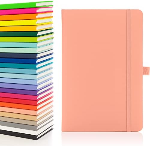 Notes London A5 Notebook with Lined Pages , Pen Loop and Expandable Paper Pocket Hardback Medium Journal New Notepad Note Book Notes Diary Pad (Pastel Mushroom)