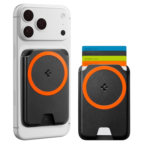 Image of Spigen for MagSafe Wallet, Holds 5 Cards, MagFit Compatible with iPhone 17 /16 /15 /14 /13 /12 Models, Pixel 10 Series, MagSafe-Cases, Pixelsnap and More, Card Holder - PU Black (5-Cards /MagFit+)