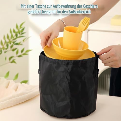 Camping Utensilien Essentials für 4, ReaNea Kit für Reisen, Camping, Picknick, Outdoor, Camp Gear Include Messer, Löffel… – Ansicht 6