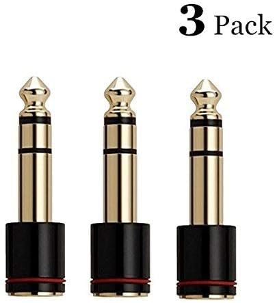 VSKEY[3Pack Stereo (1/4 Inch) 6.35mm Male to 3.5mm (1/8 inch) Female Stereo Audio Adapter for Headphones,Amplifiers,AMPMixing Console, Home Theater Devices Audio Convertor
