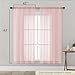 WelvetBLK Sheer Blush Curtains for Bedroom Living Room 63 Inch Length 2 Panels, Airy Soft Light Filtering Sheer Dining Room Curtains, Modern Rod Pocket Drapes, Blush, Each 42
