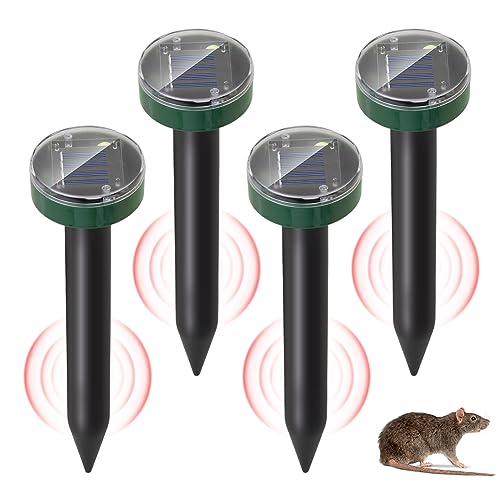 Maulwurf Vertreiber Wühlmausschreck 4erPack – Ultraschall Maulwurfschreck Wühlmaus, Maulwurf Vertreiben – Solar Maulwurfschreck Maulwurf Abwehr für Rasen, Garten, Outdoor-Hof-Murmeltier