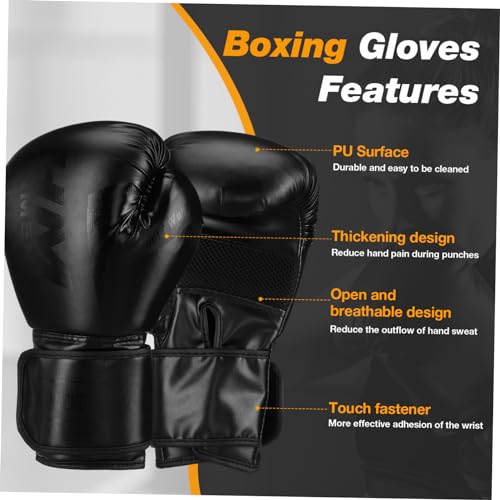 Guantes de boxeo negros de PU para hombre: equipo de 12 onzas para kickboxing 2