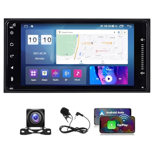 4+64’’ Car Stereo for Toyota Vitz/Avanza 2003-2010 with Wireless with Carplay Android Auto, 7’’ Touch Screen for Vitz Radio Upgrade, GPS Navi, WiFi, Bluetooth, FM, SWC, Mic, Backup Camera