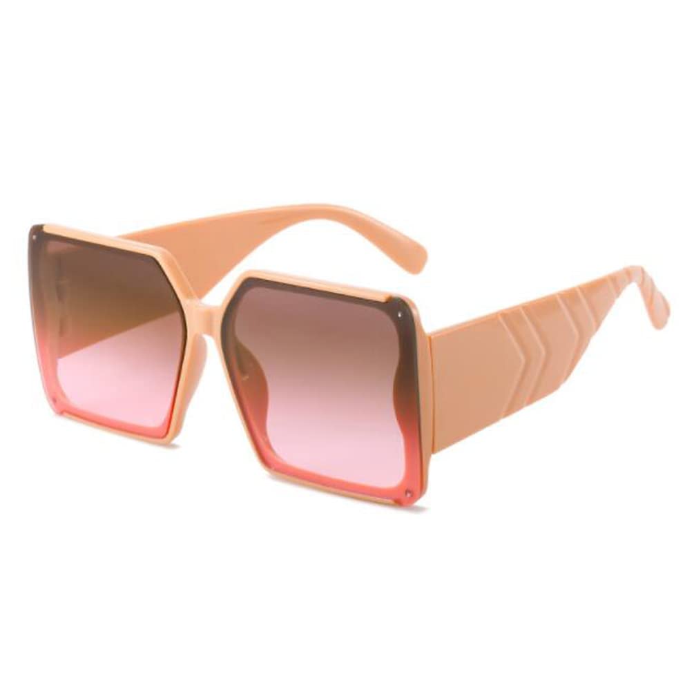 Square Large Frame Sunglasses UV Protection Sunshade Sunglasses for Men and Women Cute Wide Temples Sunglasses Rice Yellow