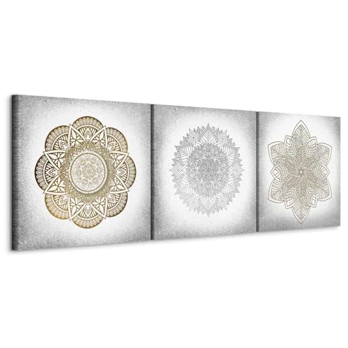 murando Cuadro en Lienzo Marroquí Mandala 120x40 cm 3 Partes Impresión en Material Tejido no Tejido Impresión Artística Imagen Gráfica Decoracion de Pared Boho Ornament Abstracto p-C-0036-b-e