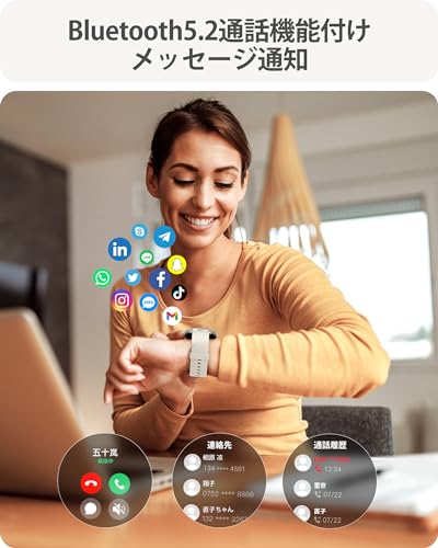 Parsonver 日本正規品 スマートウォッチ 通話機能付き 着信通知 iPhone/アンドロイド対応 丸型 超薄型 Smart Watch 腕時計 1.32in（33MM） 心拍数 睡眠 100種類運動モード 200+文字盤変更 防水 アラーム 腕上げ点灯 ベルト交換 プレゼント