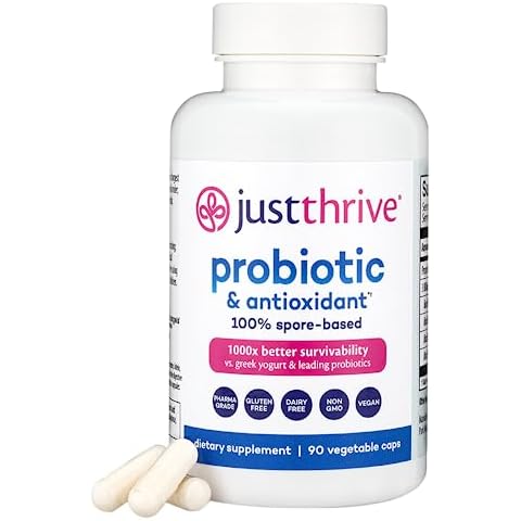 Just Thrive Probiotic & Antioxidant Supplement - 100% Spore-Based Digestive and Immune Support - Gluten Free, 90 Caps Cover