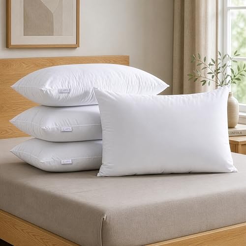 MY ARMOR Height Adjustable Microfiber Pillows Set of 4 for Sleeping - 16 x 24 Inches - White