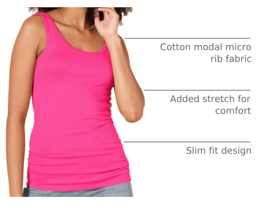 Image of Amazon Essentials Women's Slim-Fit Ribbed Scoop Neck Tank Tops, Pack of 2