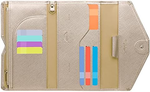 ZOPPEN Rfid Passport Holder with Vaccine Card Slot, Passport Wallet Travel Essentials Document Organizer, Passport and Vaccine Card Holder Combo, Passport Cover Rfid Travel Wallet Womens, Ver.4 Gold