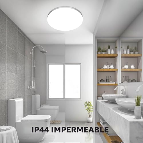 Miniatura 6 de Ouila Plafon Led Techo, 24w 2000lm 6500k Lampara Techo, Ip44 Ø28cm Plafones Para Techo Led Lampara Led Techo Dormitorio Cocina Pasillo Baño Sala