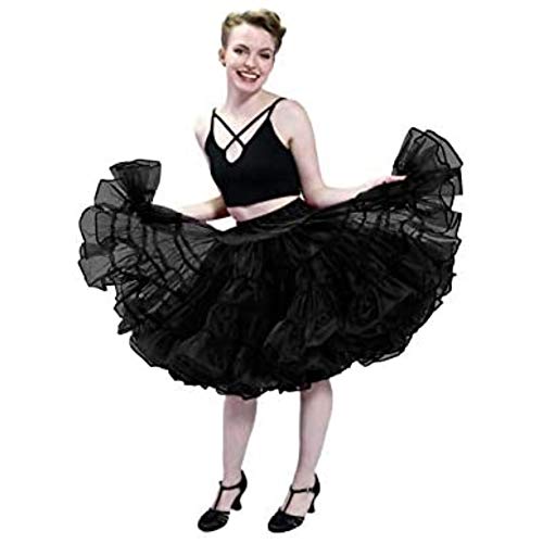 Malco Modes Dance Pettiskirt Underskirt Tutu Crinoline for Halloween Costume, Vintage Style, Party wear and Festive Look Crinoline (Black,Medium)