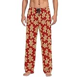 Ollabaky Christmas Gingerbread PJs Bottoms for Men Cookies Pajama Pants with Pockets Men's Sleep Lounge Pants, XXL