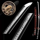 HERO SWORD Advanced Nugui Polishing Tigrer Katana Razor Sharp Clay Tempered T10 Steel Katana Real Hamon Razor Sharp Samurai Sword Authentic Japanese Knives Combat Ready