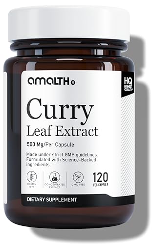 Amalth Curry Leaf Extract Capsules 500 mg | Curry Leaf Supplement Capsules | Murraya Koenigii Extract | Plant Based Herbal Supplement | Curry Leaf Powder Capsules | 120 Veg Capsules