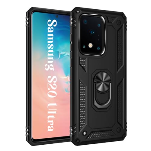 Korecase for Galaxy S20 Ultra Case Military Grade Shockproof Protective Cover with 360° Rotating Ring Kickstand Heavy Duty Rugged Shell for Samsung Galaxy S20 Ultra 5G 6.9" Black