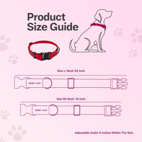 Image of Adil's Biothane Waterproof Dog Collar, Dog Leash & Collar Leash Combo | Heavy Duty TPU Coated Webbing | Adjustable Quick Release Buckle | Odour Resistant (Red, L-22, Collar only)