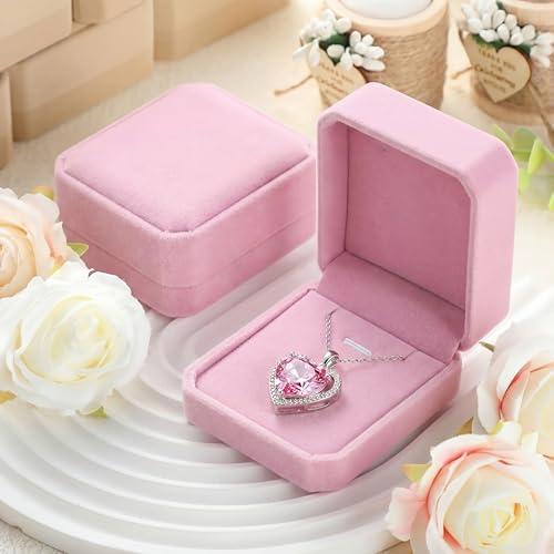 Sureio 24 Pcs Valentine's Day Velvet Jewelry Gift Boxes Bulk for Necklace Pendant Ring Earring Display Case Wedding (Pink)