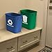 Acrimet Wastebasket Bin for Recycling and Waste, 3.25 Gallon/ 13 Quart/ 12 Liter (Plastic) (Green and Blue) (Set of 2)