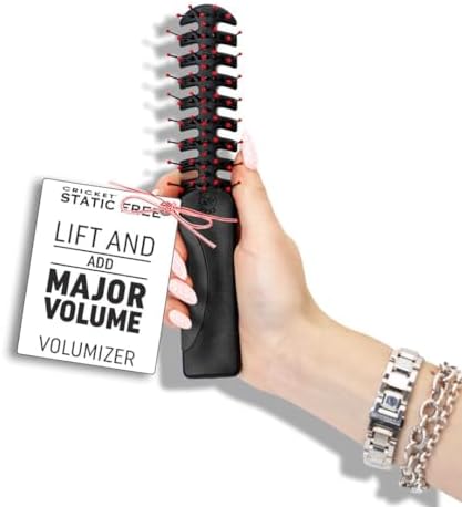 Cricket Static Free Volumizer Hair Brush - Blow Drying, Styling, and Detangling All Hair Types, Long, Short, Thick, Thin, Curly, Straight, and Wavy (Black)