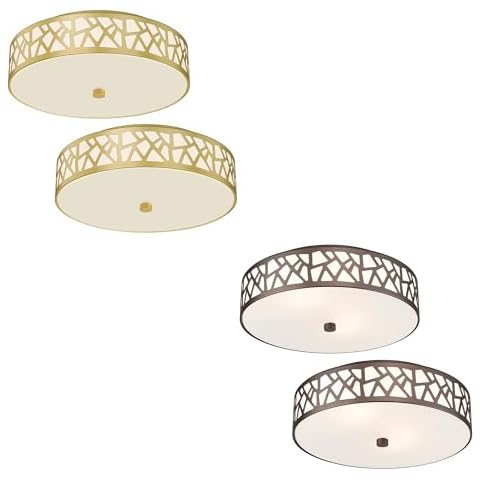 VICNIE 4 Pack Flush Mount Ceiling Light, 12 inch Gold Ceiling Light, 2-Lights Light Fixture Ceiling Mount with Frosted Glass Shade for Hallway, Kitchen, Bedroom,Foyer,Entryway(Gold and Bronze) Cover