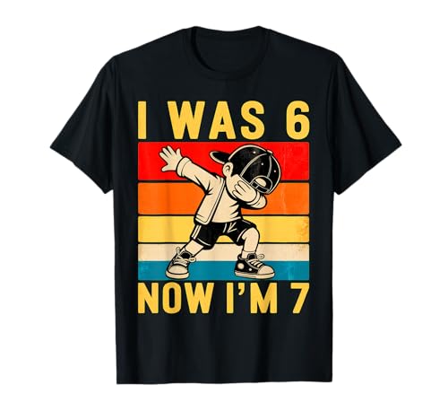 Dabbing 7th Birthday Kid I was 6 Now I'm 7 Six 67 Meme T-Shirt
