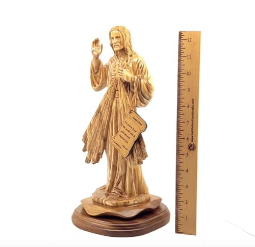 Estatua Divina Misericordia tallada en madera miniatura 3