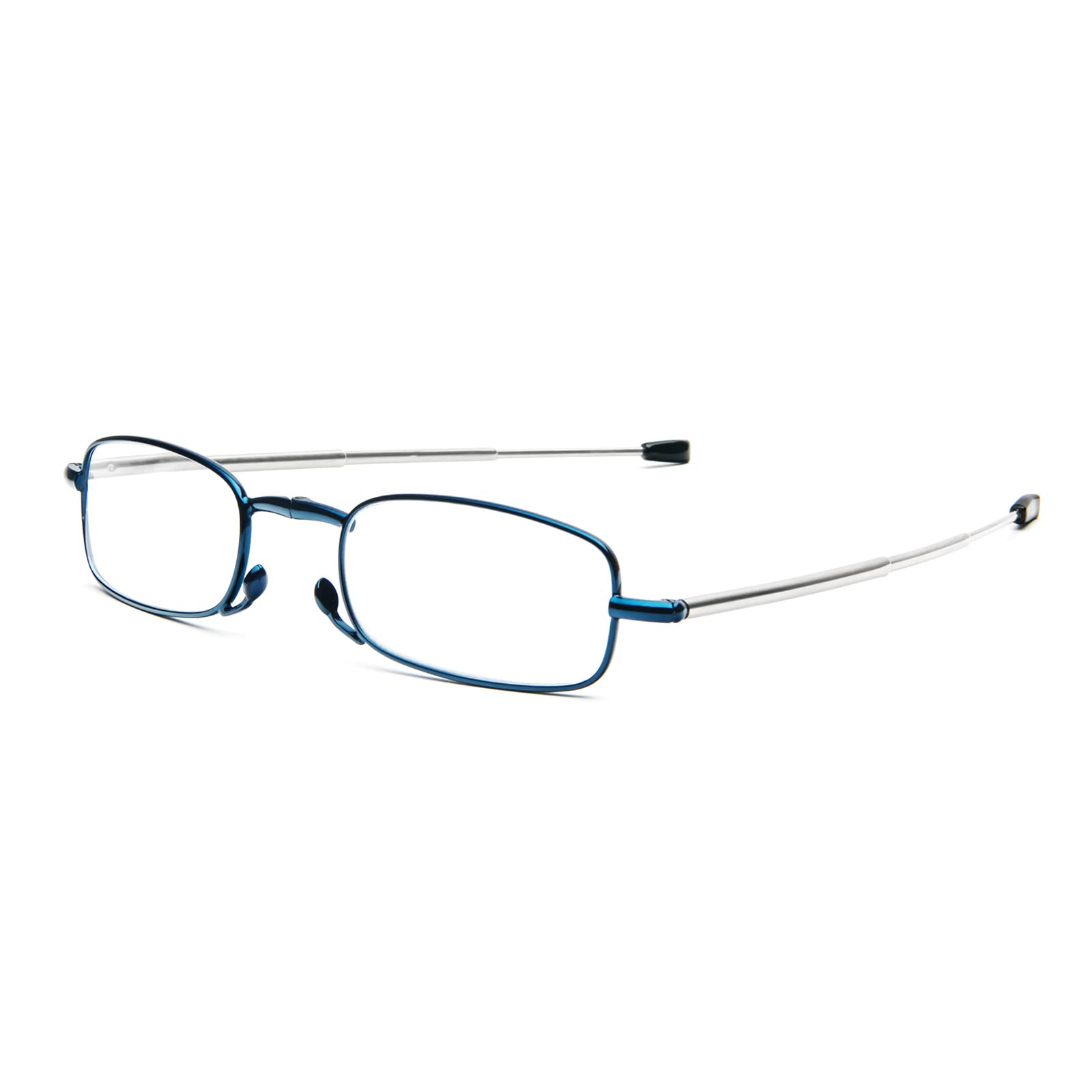 MMOWW Filtro de Luz Azul Gafas de Lectura Plegables Para Hombres y Mujeres con Varillas Telescópicas con Estuche Portátil (Azul, +2.0)