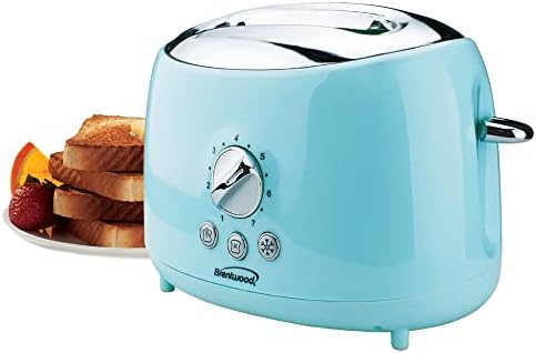 Brentwood Appliances Cool-Touch 2-Slice Retro Toaster with Extra-Wide Slots (Blue)
