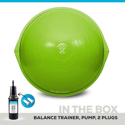 Image of Bosu Balance Ball Exercise Trainer, Home Gym Equipment w /Guided Workouts & Pump, 26 inch Inflatable Fitness Platform for Strength Training, Standing, Balancing, and Core Workout