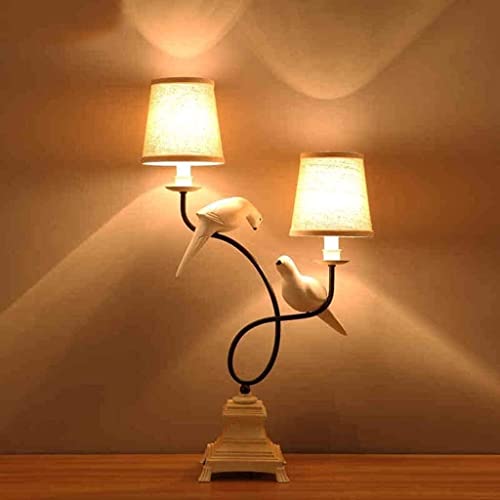 Lampe de bureau oiseau anti-fatigue visuelle pour chambre et étude double tête tissu