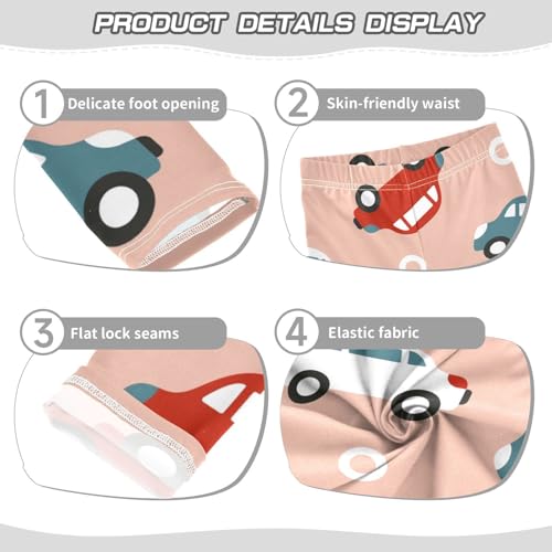 Red Car Girls Leggings,Workout Leggings for Girls Toddler Athletic Legging Size for 3-10T3