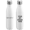 Personalized Custom 17oz Water Bottle, Stainless Steel Insulated Double Wall Vacuum Water Bottle Leak-Proof Cups for Sports & Travel (White, 1 pack)