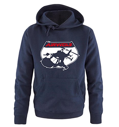 Preisvergleich Produktbild Unbekannt Airwolf - Logo V - Herren Hoodie - Navy / Weiss-Rot Gr. L
