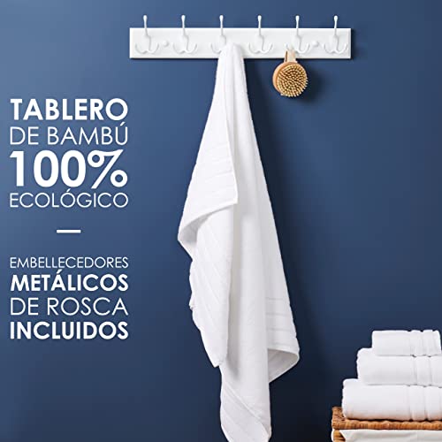 Miniatura 3 de Larhn Perchero Pared Blanco - 6 Colgadores Triples - 59 Cm - Percheros Pared De Diseño Para Recibidores, Entradas, Dormitorios Modernos, Habitaciones Infantiles Y Baños